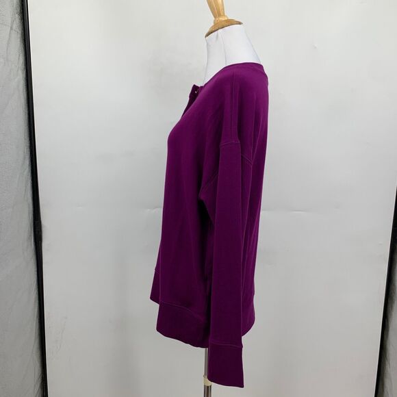 Athleta Sweatshirt Womens S Small Eggplant Balanced Henley Dropped Shoulder - Picture 4 of 12